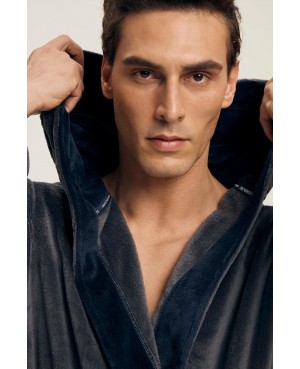Szlafrok męski z kapturem Henderson 43377 Natch miękki ciepły kieszenie