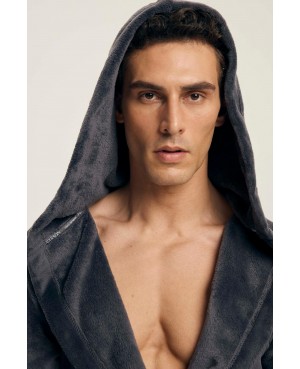 Szlafrok męski z kapturem Henderson 43447 Vocal miękki ciepły kieszenie