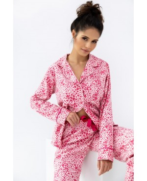 Bawełniana piżama damska Sensis Giuliana dł/r rozpinana flanela serduszka