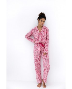 Bawełniana piżama damska Sensis Giuliana dł/r rozpinana flanela serduszka