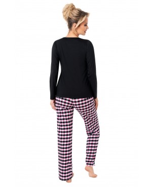 Piżama damska Donna Sleep Long dł/r bawełna kratka komfort nocny