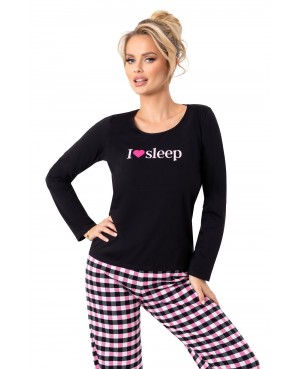Piżama damska Donna Sleep Long dł/r bawełna kratka komfort nocny