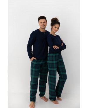 Piżama damska Sensis Cassandra dł/r bawełna krata zieleń wygodna