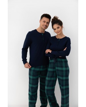 Piżama damska Sensis Cassandra dł/r bawełna krata zieleń wygodna