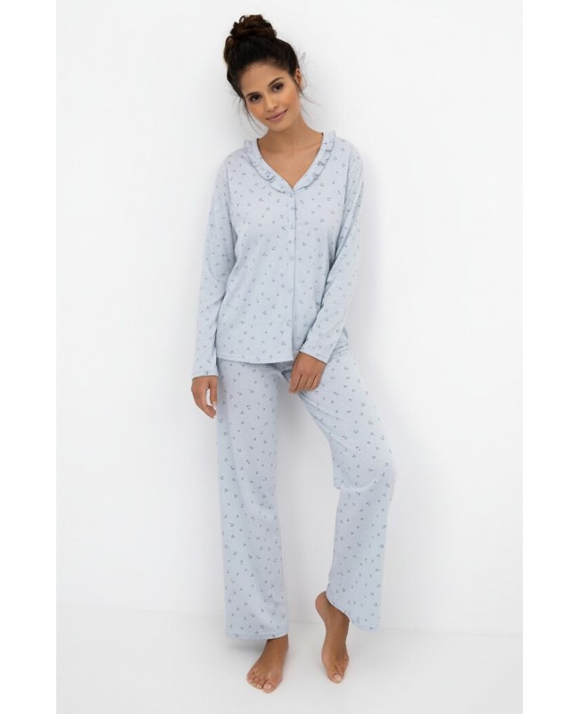 Piżama damska Sensis Lucille II bawełniana dł/r guziki falbanka elegancka