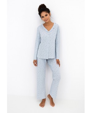 Piżama damska Sensis Lucille II bawełniana dł/r guziki falbanka elegancka