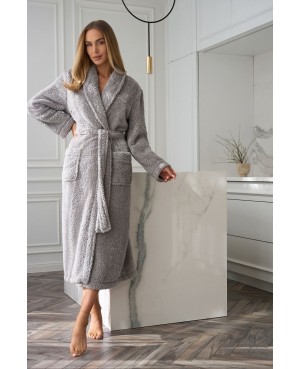 Szlafrok damski długi z szalem L&L 2560 Aura miękki gwiazdki