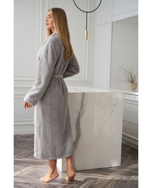 Szlafrok damski długi z szalem L&L 2560 Aura miękki gwiazdki