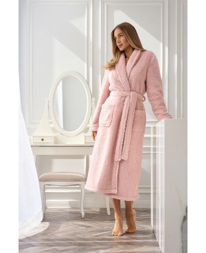 Szlafrok damski długi z szalem L&L 2560 Aura miękki gwiazdki