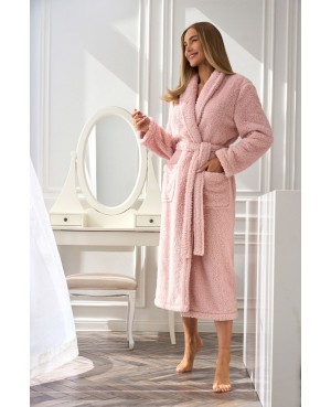 Szlafrok damski długi z szalem L&L 2560 Aura miękki gwiazdki