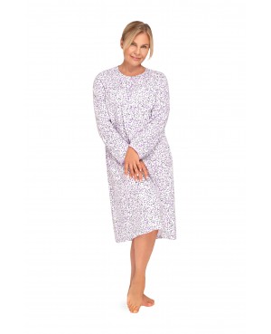 Koszula nocna damska rozpinana Basia 100% bawełna – długi rękaw – polski producent – idealna do szpitala i sanatorium