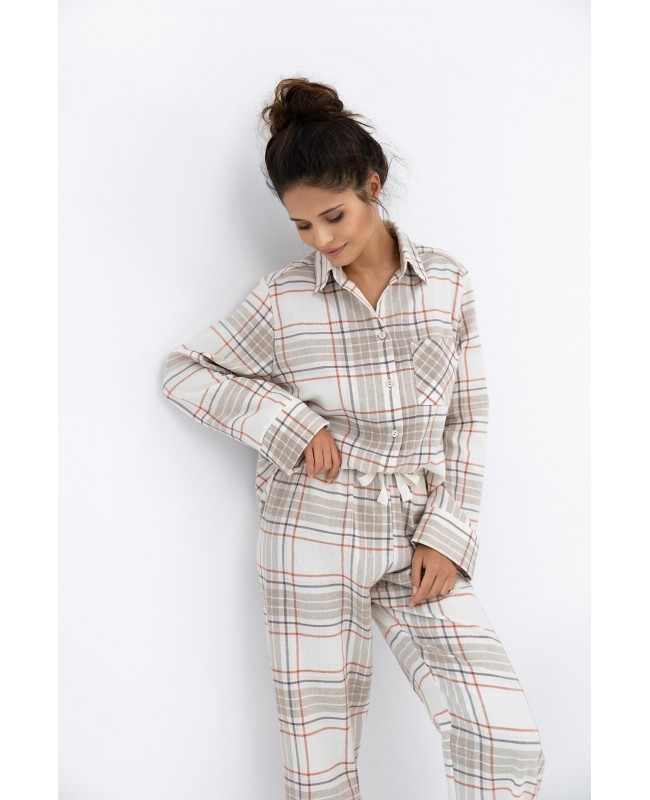 Piżama damska Sensis Adalyn rozpinana flanela kratka bawełna premium