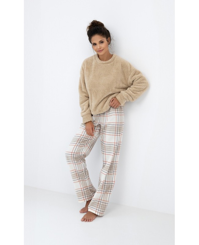 Ciepła piżama damska Sensis Joyce soft flanela kratka homewear