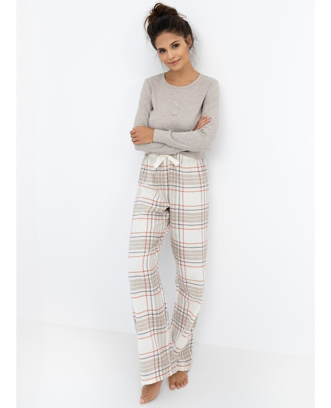 Piżama damska Sensis Angelina dł/r flanela kratka bawełna premium