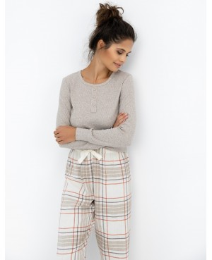 Piżama damska Sensis Angelina dł/r flanela kratka bawełna premium