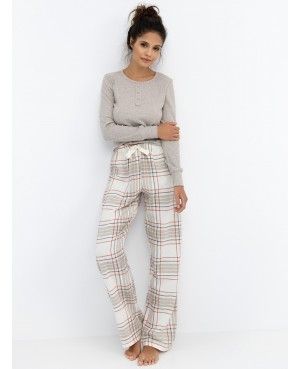 Piżama damska Sensis Angelina dł/r flanela kratka bawełna premium