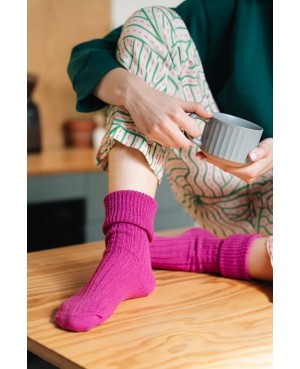 Skarpety damskie ciepłe do spania wełna akryl miękkie bez ucisku Steven 067