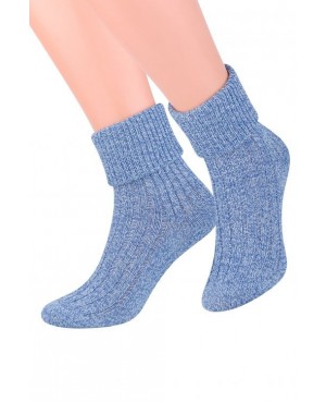 Skarpety damskie ciepłe do spania wełna akryl miękkie bez ucisku Steven 067