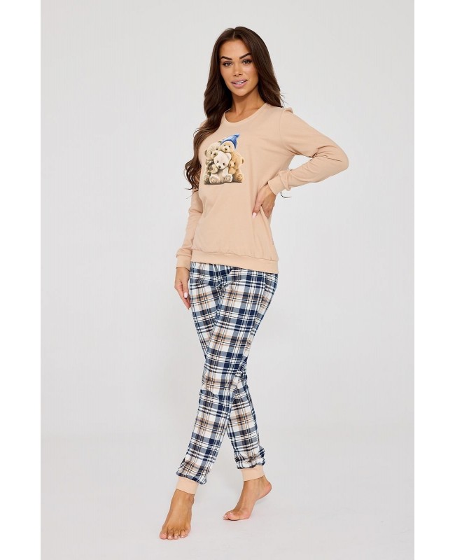 Piżama damska Cornette Bears 671/425 bawełniana dł/r kratka
