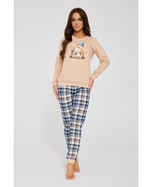 Piżama damska Cornette Bears 671/425 bawełniana dł/r kratka