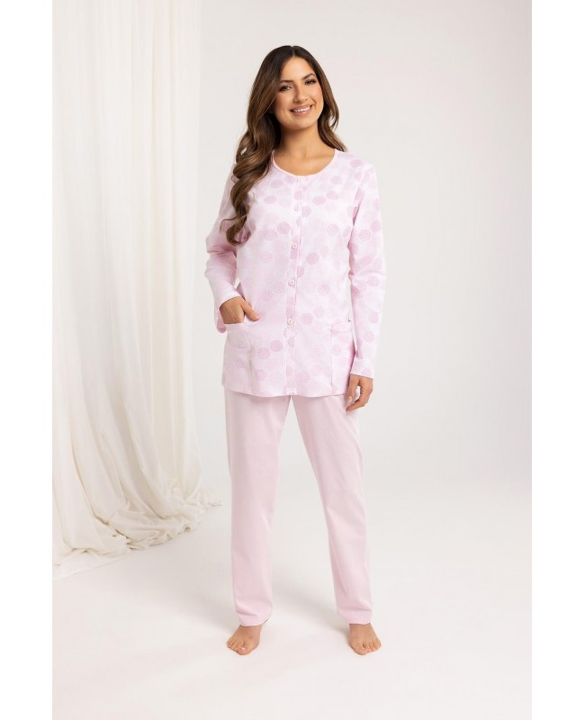 Piżama damska rozpinana Regina 710 bawełna 100% dł/r kieszenie komfortowy krój