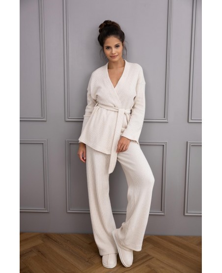 Piżama damska homewear dł/r Sensis Journey waflowa dzianina kopertowa bluza spodnie proste