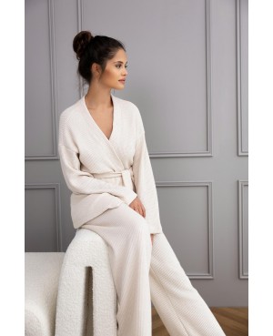 Piżama damska homewear dł/r Sensis Journey waflowa dzianina kopertowa bluza spodnie proste