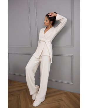 Piżama damska homewear dł/r Sensis Journey waflowa dzianina kopertowa bluza spodnie proste