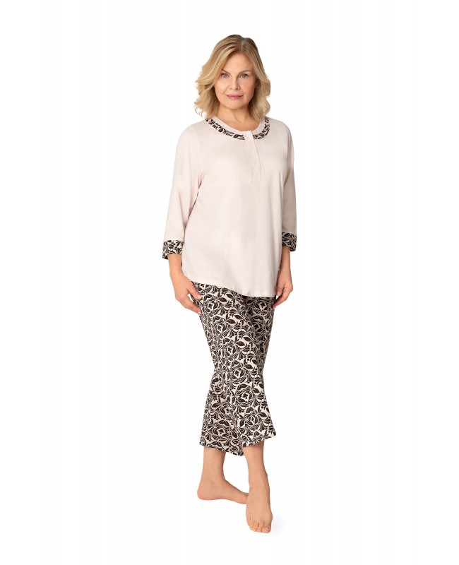 Piżama damska Teresa II 272 bawełniana 7/8 elegancki wzór Produkt Polski