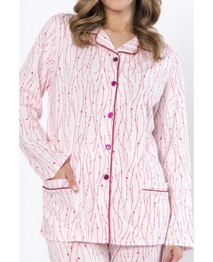 Piżama damska Ute 1621 rozpinana bawełniana wygodna klasyczna wzór