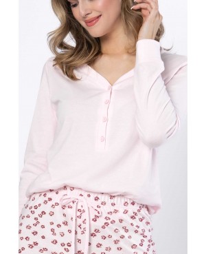 Piżama damska Leveza Grażyna 1623 bawełniana długi rękaw spodnie 7/8