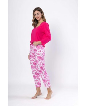 Piżama damska Leveza Monika 1626 bawełniana długi rękaw spodnie 7/8