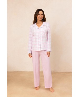 Piżama damska bawełniana rozpinana długi rękaw...