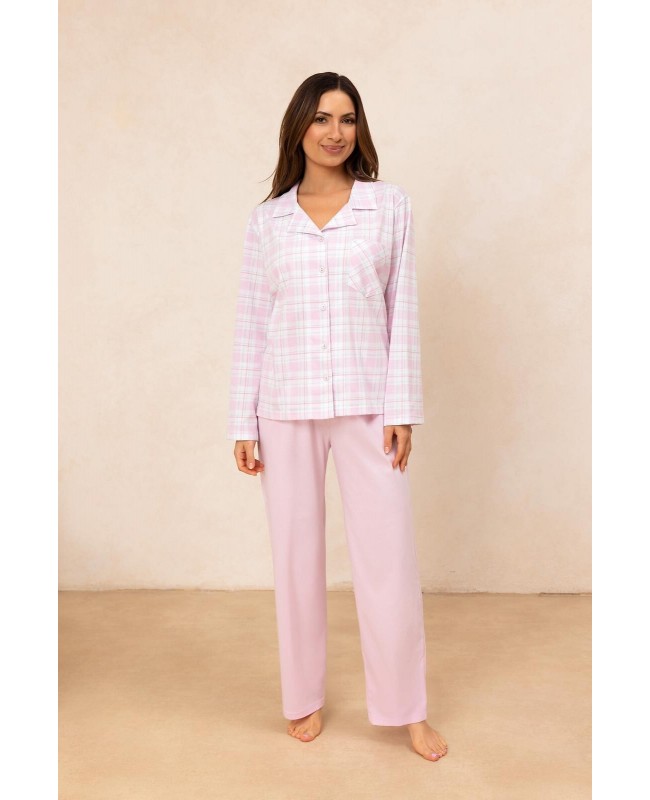 Piżama damska bawełniana rozpinana długi rękaw spodnie długie Regina 727 2XL