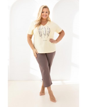 Piżama damska Regina 742 bawełniana duże rozmiary 3/4 spodnie 100% bawełna