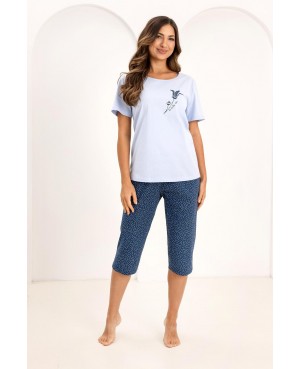 Piżama damska bawełniana krótki rękaw spodnie...
