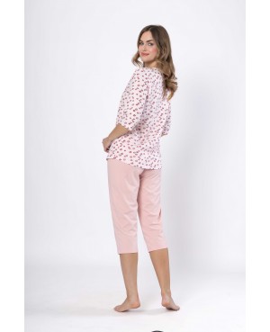 Piżama damska Ginewra bawełniana 7/8 komfortowa wzorzysta polski producent