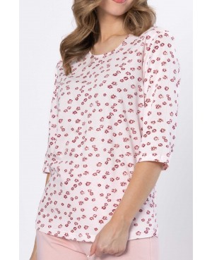 Piżama damska Ginewra bawełniana 7/8 komfortowa wzorzysta polski producent