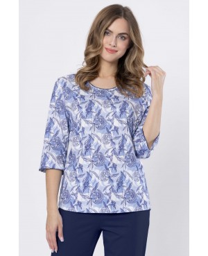 Piżama damska 3/4 EWLIN 1661 kwiatowa bawełniana komfortowa polski producent