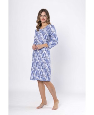Koszula nocna damska EUFEMIA 1662 bawełniana kwiatowa długi rękaw polski producent