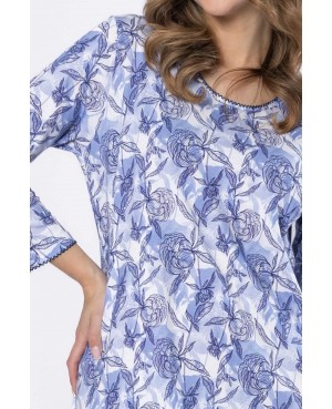Koszula nocna damska EUFEMIA 1662 bawełniana kwiatowa długi rękaw polski producent