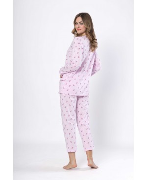 Piżama damska bawełniana rozpinana długi rękaw kwiatowa SAMIRA 1631