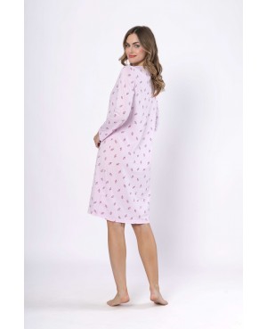 Koszula nocna damska bawełniana długi rękaw do kolan SAMANTA 1632