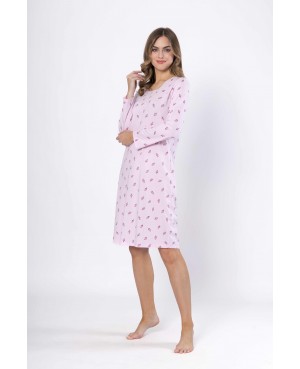 Koszula nocna damska bawełniana długi rękaw do kolan SAMANTA 1632
