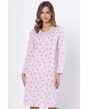 Koszula nocna damska bawełniana długi rękaw do kolan SAMANTA 1632