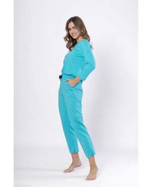 Piżama damska bawełniana rękaw 3/4 spodnie 7/8 wzorzysta ALDONA 1649