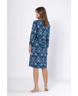 Koszula nocna damska bawełniana długi rękaw wzór kwiatowy Arleta 1653