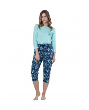 Piżama damska bawełniana rękaw 3/4 spodnie 7/8...