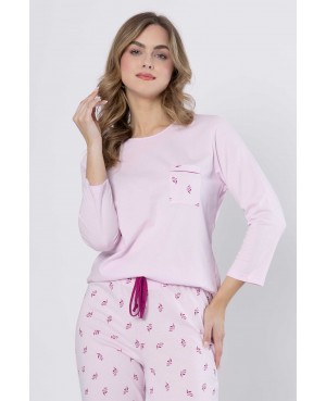 Piżama damska bawełniana rękaw 3/4 spodnie 7/8 wzór Sabina 1629