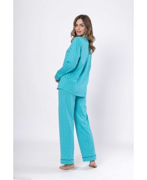 Piżama damska bawełniana rozpinana długi rękaw spodnie długie Alicja 1650
